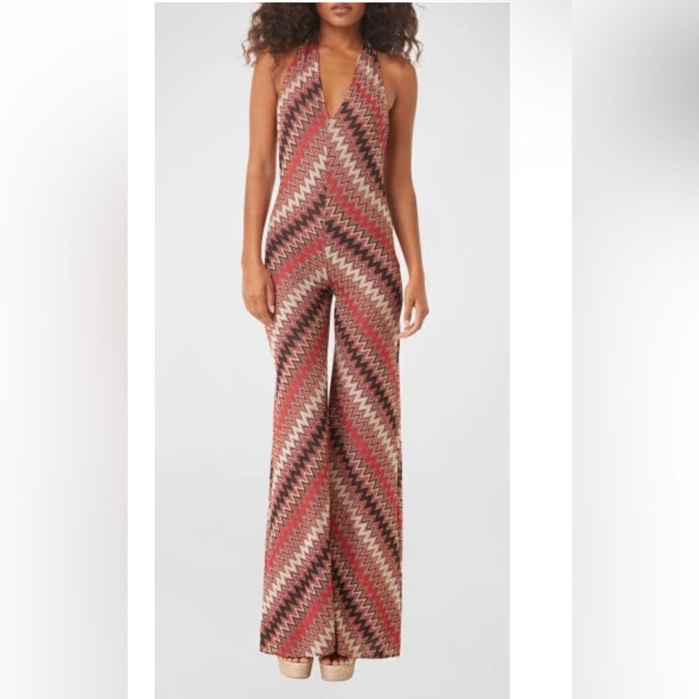 NWT Misa LosโAngeles Anya Jumpsuit chevron knit wide leg 70s one piece Sz XL